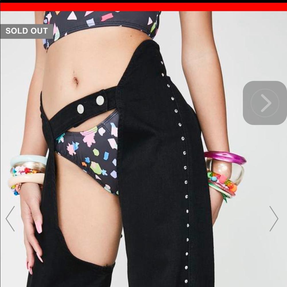 Dolls kill Jaded London Black denim chaps